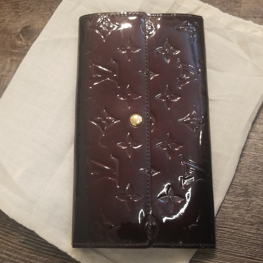 Louis Vuitton Vernis Monogram Long Snap Leather Merlot Burgundy Embossed Wallet - Picture 5 of 17